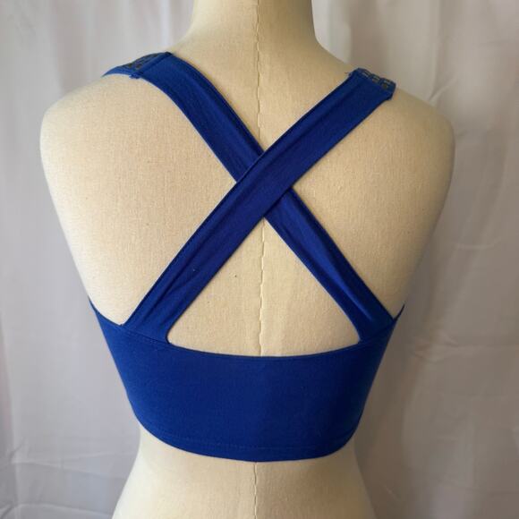 Color Story 90s Inspired Retro Studded Zip Front Cross Back Crop Top Size Small - Picture 3 of 7